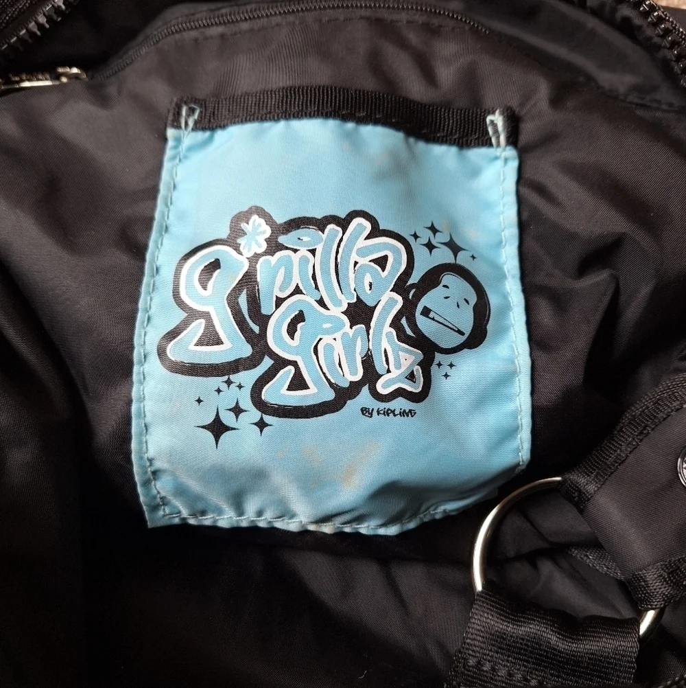 Kipling Nylon Crossbody/Shoulder Bag. Black with blue accents.